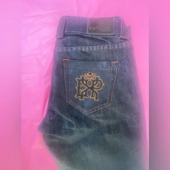 METALLIC BLUE SHINY JEANS BY EXPRESS MODEL STELLA NWT SIZE 0 - Picture 2 of 16